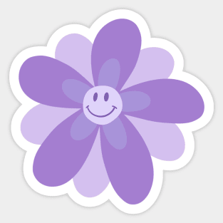 Bright and Cheerful Flower Smiley Face - digital lavender Sticker